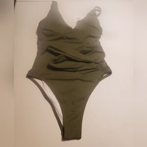 Shade & Shore Olive Green One Piece Swimsuit